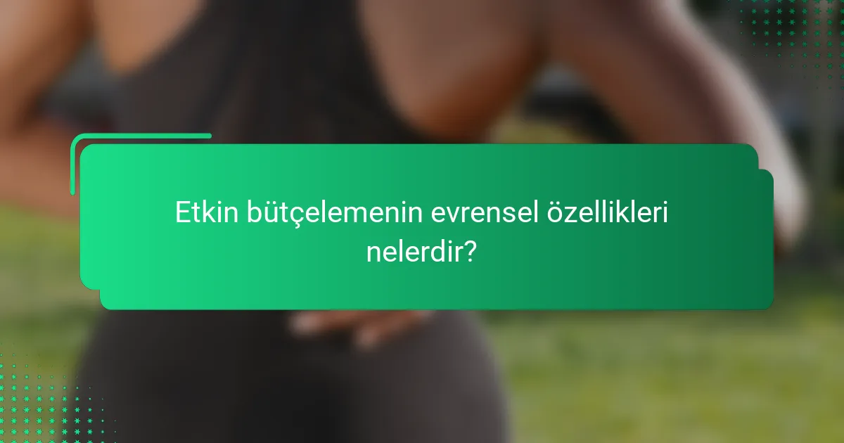 Etkin bütçelemenin evrensel özellikleri nelerdir?