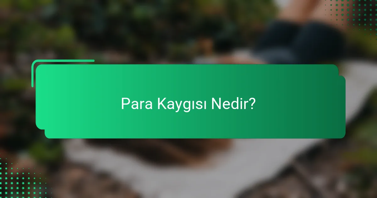 Para Kaygısı Nedir?