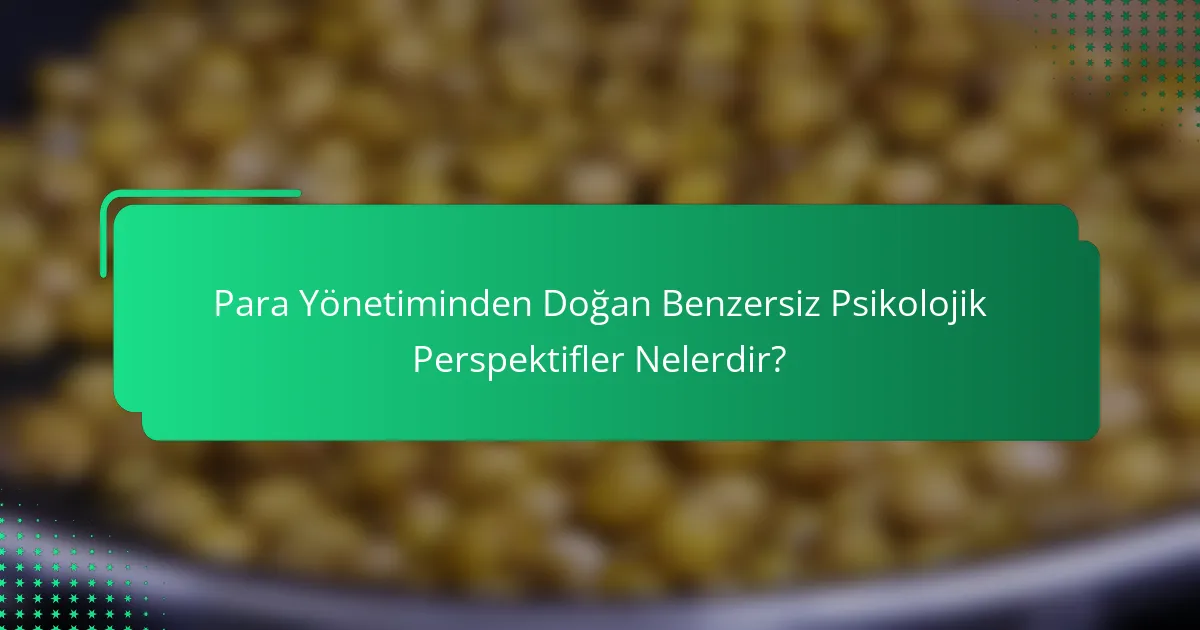 Para Yönetiminden Doğan Benzersiz Psikolojik Perspektifler Nelerdir?